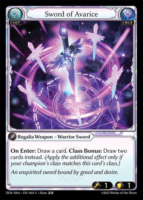 Grand Archive single card - DOA Alter - en-064 - Sword of Avarice(R)