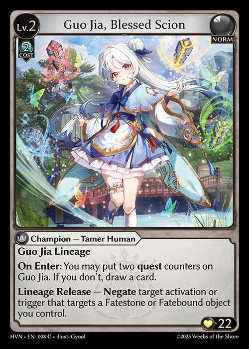 Grand Archive single card - HVN - EN-008 - Guo Jia, Blessed Scion(C)