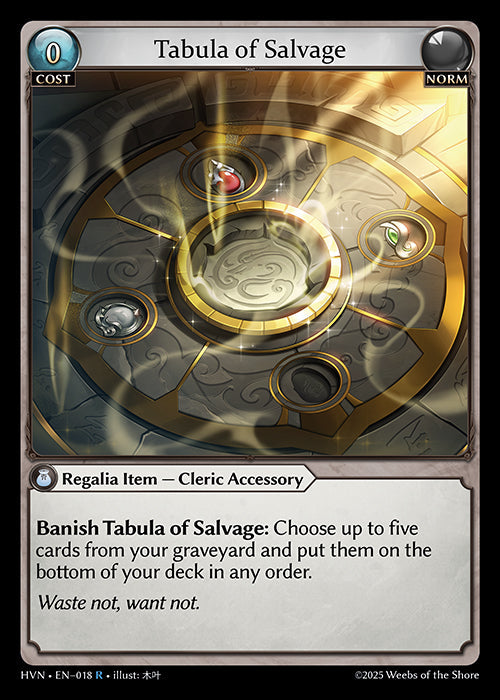Grand Archive single card - HVN - EN-018 - Tabula of Salvage(R)