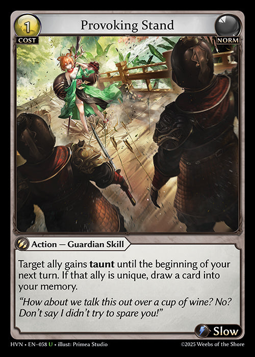 Grand Archive single card - HVN - EN-058 - Provoking Stand(U)