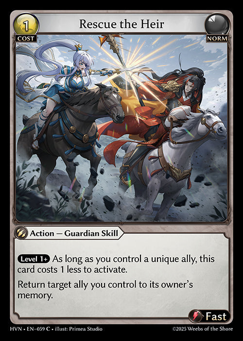 Grand Archive single card - HVN - EN-059 - Rescue the Heir(C)