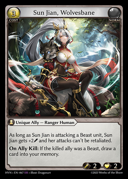 Grand Archive single card - HVN - EN-067 - Sun Jian, Wolvesbane(SR)