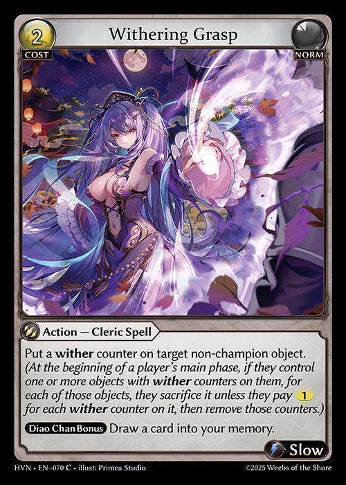 Grand Archive single card - HVN - EN-070 - Withering Grasp(C)