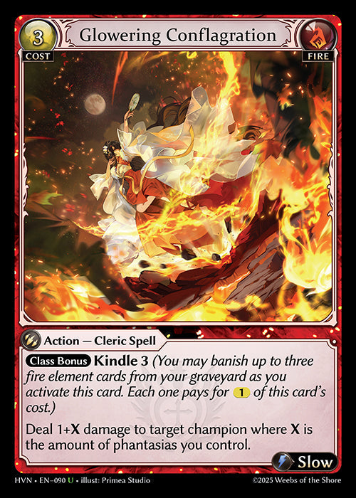 Grand Archive single card - HVN - EN-090 - Glowering Conflagration(U)