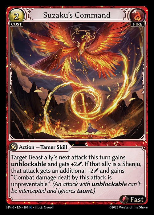Grand Archive single card - HVN - EN-107 - Suzaku's Command(R)