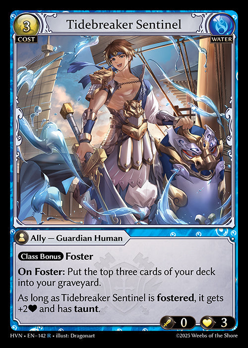 Grand Archive single card - HVN - EN-142 - Tidebreaker Sentinel(R)