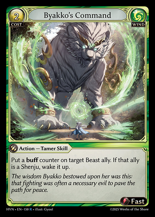 Grand Archive single card - HVN - EN-150 - Byakko's Command(R)