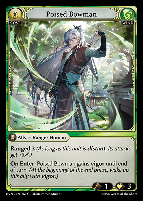Grand Archive single card - HVN - EN-166 - Poised Bowman(C)