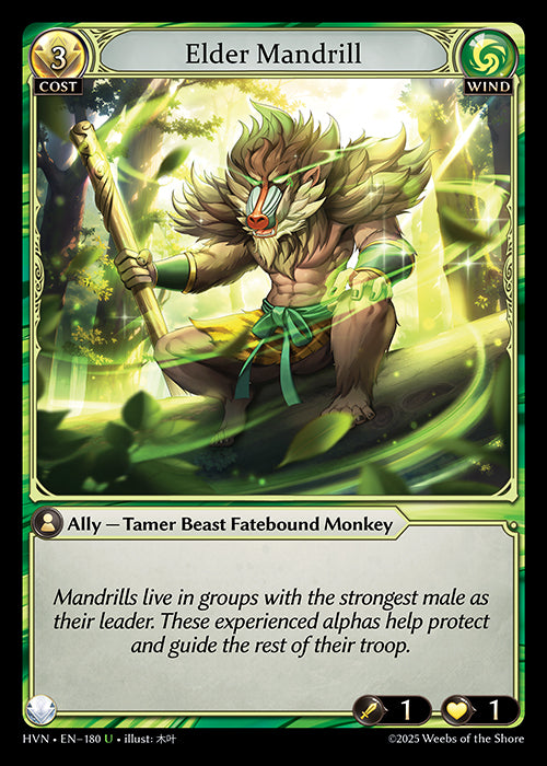 Grand Archive single card - HVN - EN-180 - Wildgrowth Fatestone // Elder Mandrill(U)