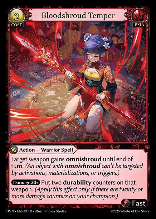 Grand Archive single card - HVN - EN-191 - Bloodshroud Temper(R)