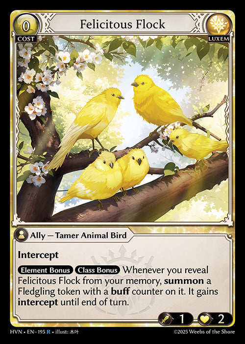 Grand Archive single card - HVN - EN-195 - Felicitous Flock(R)