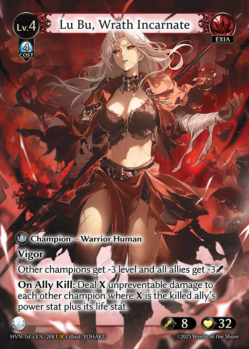 Grand Archive single card - HVN - EN-208 - Lu Bu, Indomitable Titan // Lu Bu, Wrath Incarnate(UR)