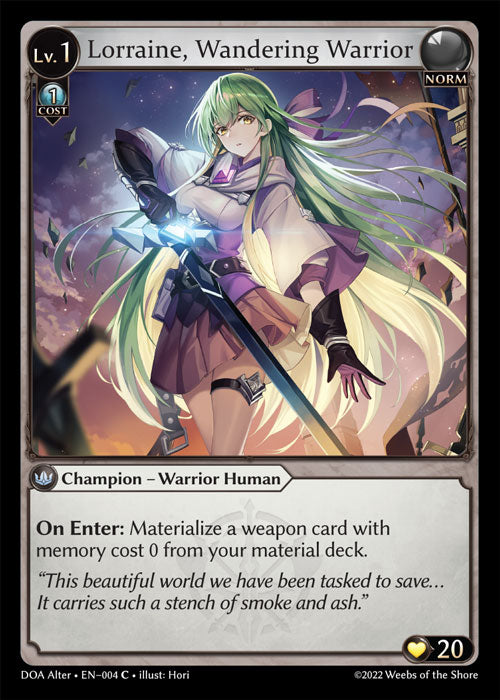 Grand Archive single card - DOA Alter - en-004 - Lorraine, Wandering Warrior(C)