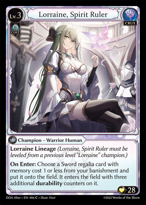Grand Archive single card - DOA Alter - en-006 - Lorraine, Spirit Ruler(C)