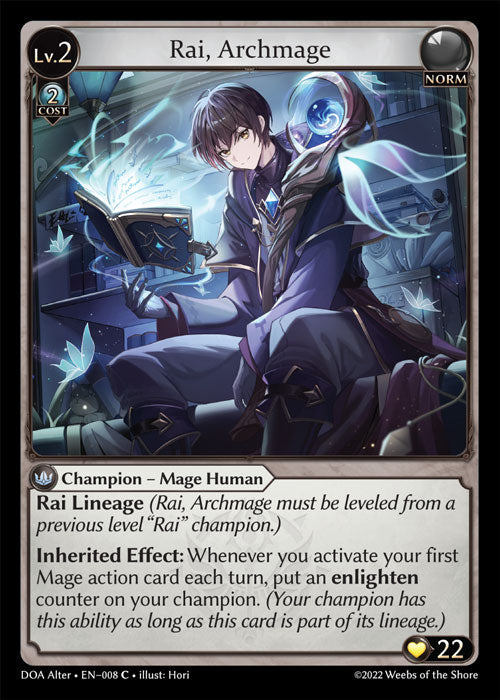 Grand Archive single card - DOA Alter - en-008 - Rai, Archmage(C)