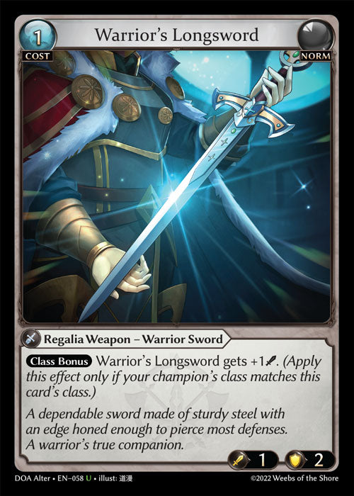 Grand Archive single card - DOA Alter - en-058 - Warrior's Longsword(U)